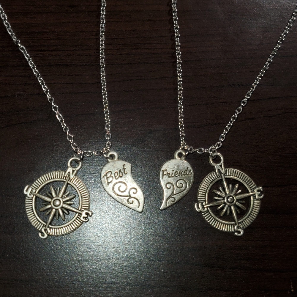 Matching Best Friend Necklaces With Compass Charm